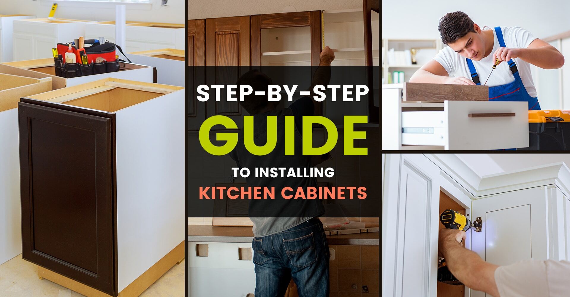 Professional installing new kitchen cabinets with precision alignment during a remodel