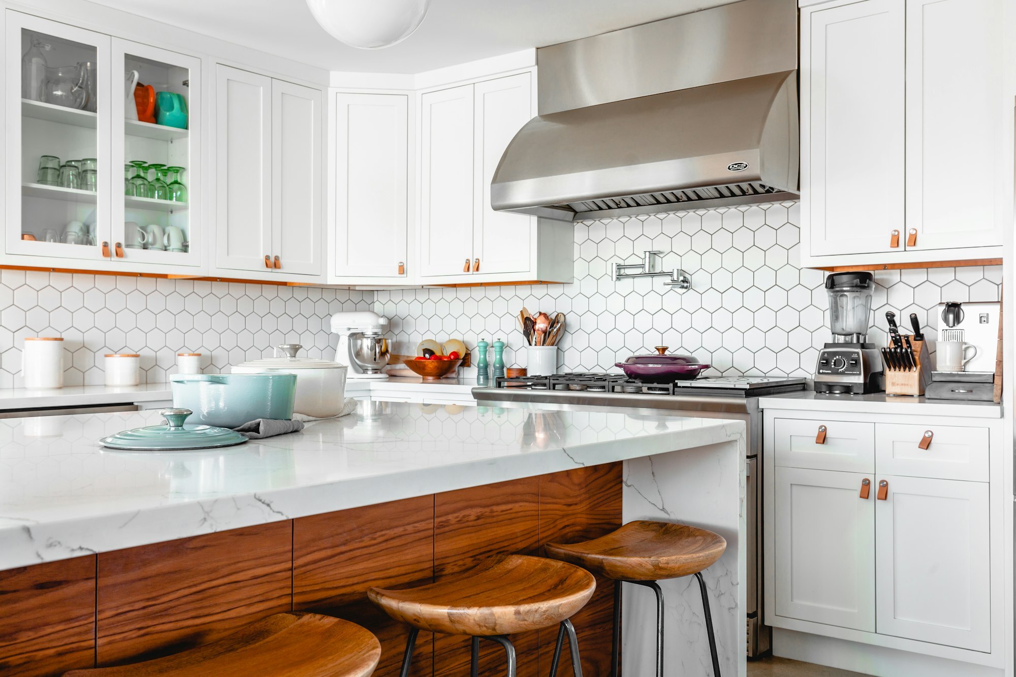 Kitchen with elegant tray ceiling detail adding architectural interest to the room