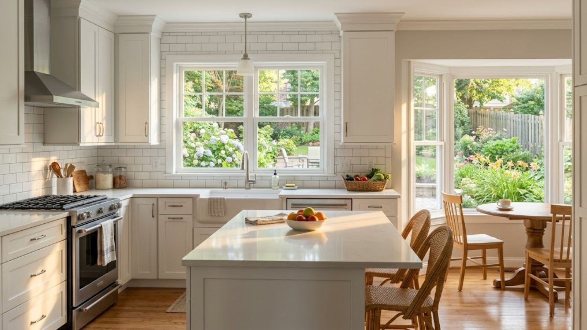 Kitchen window letting in natural light with a view of the outdoors